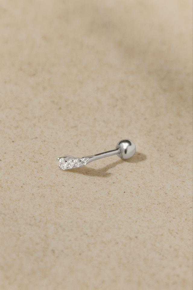 Croissant sterling silver stud earring (ball screw)