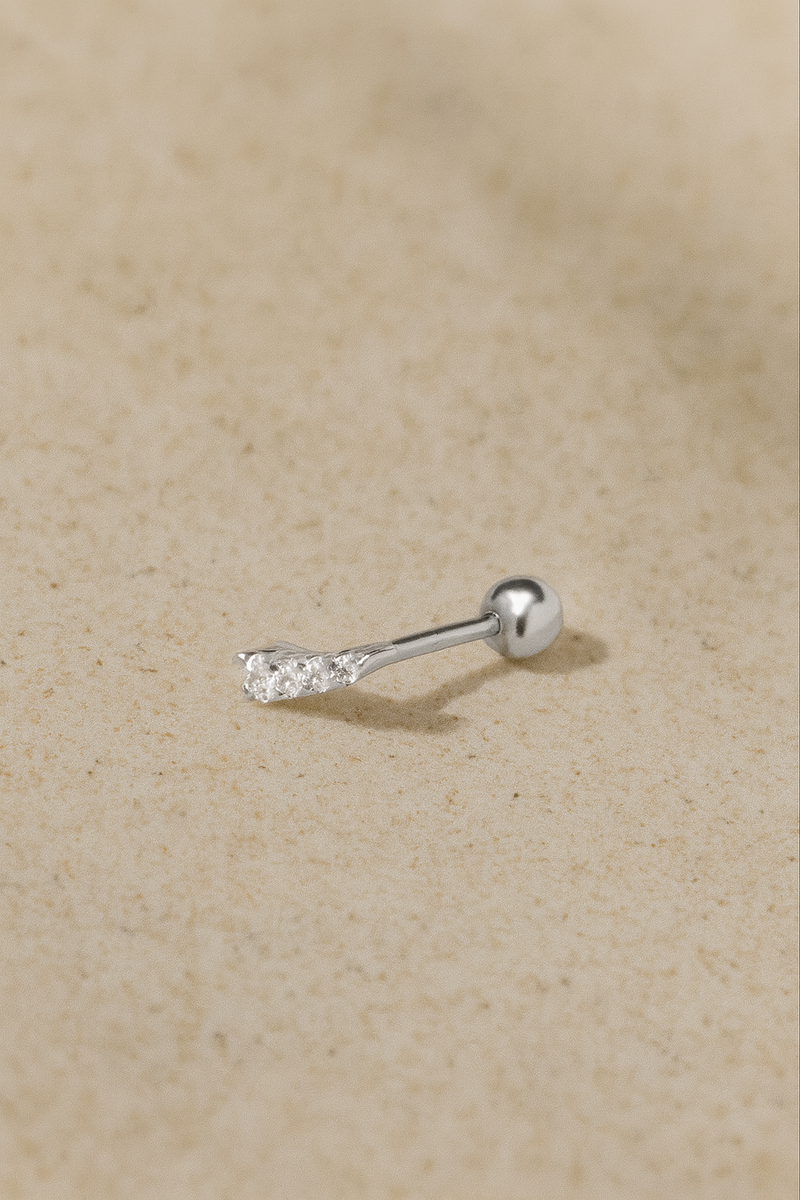 Croissant sterling silver stud earring (ball screw)