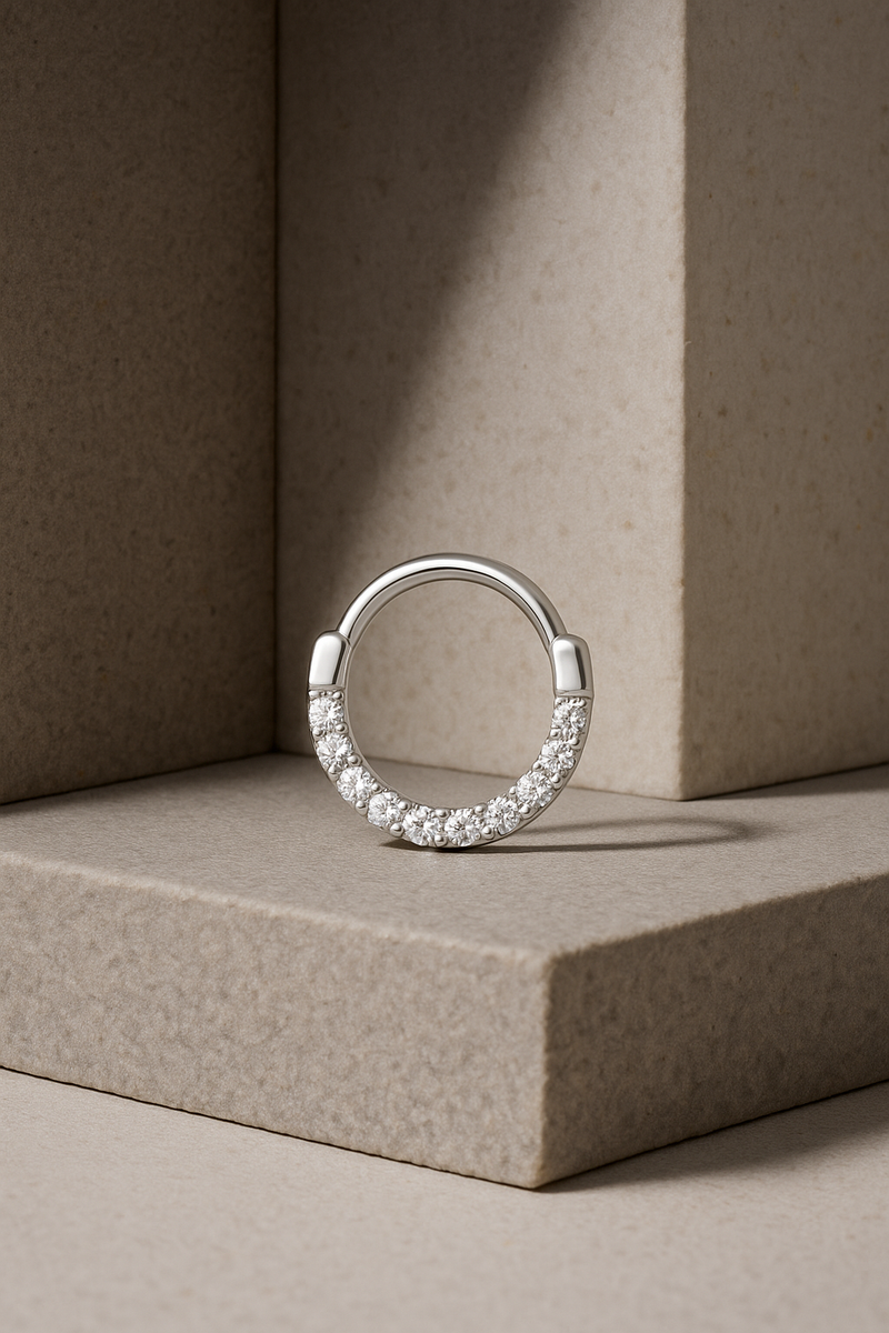 Daith & Septum Pave Silver Clicker