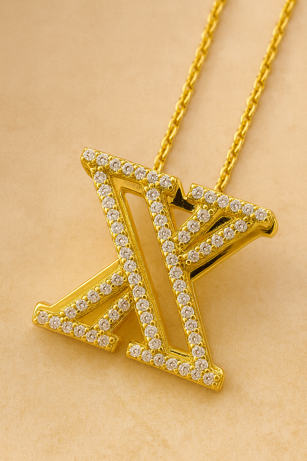 Gothic Initial Gold Vermeil Necklace