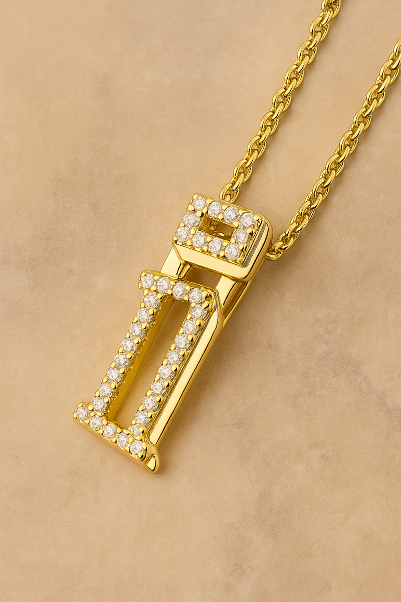 Gothic Initial Gold Vermeil Necklace