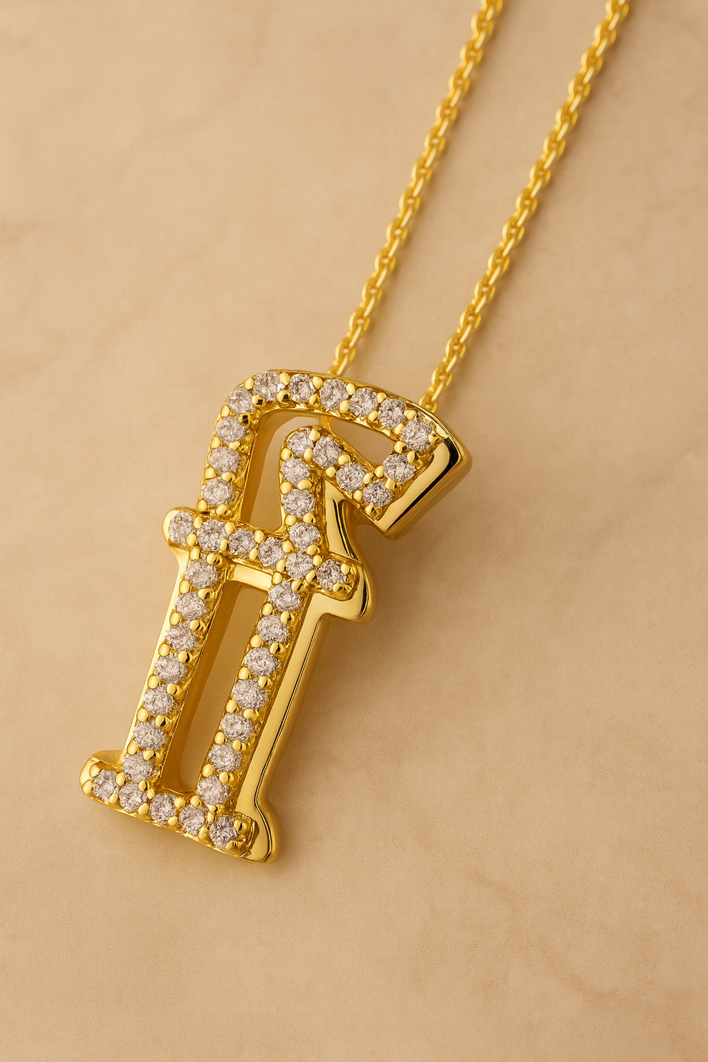 Gothic Initial Gold Vermeil Necklace