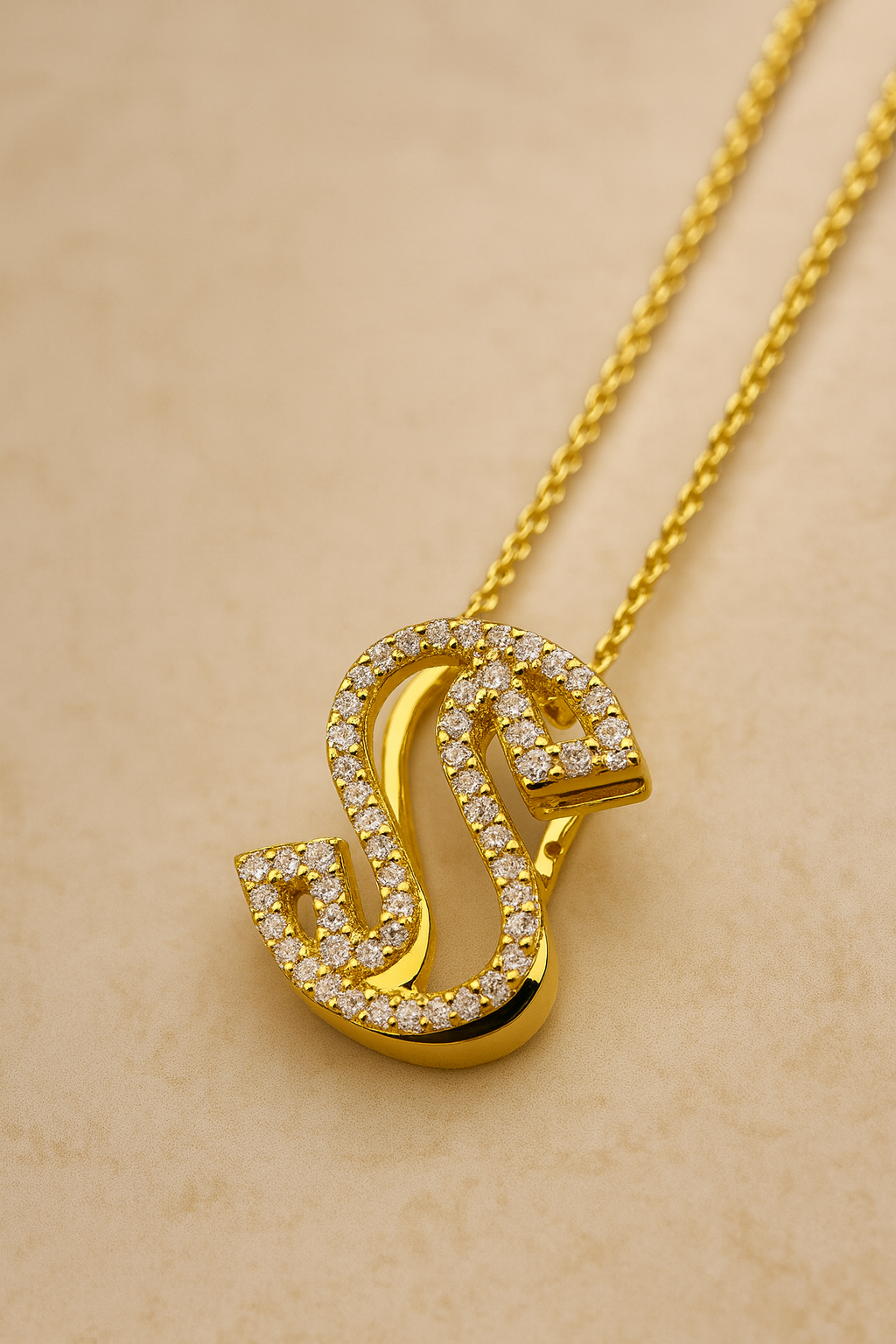 Gothic Initial Gold Vermeil Necklace