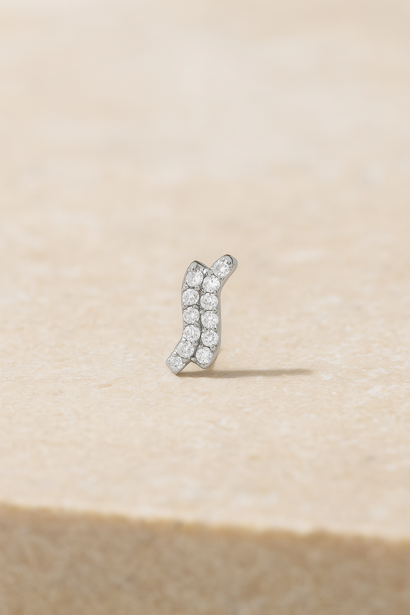 Double Kyma Silver Stud Earring (ball screw)