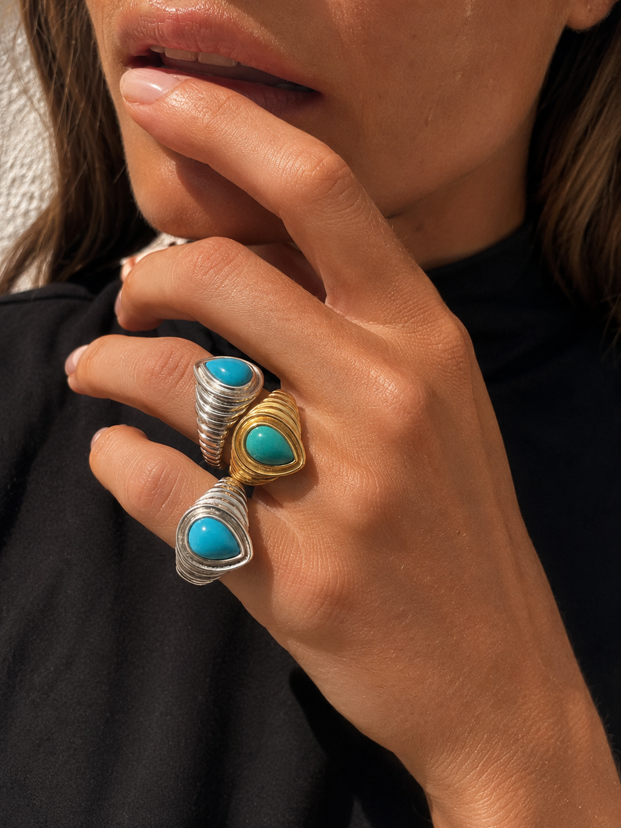 RIDGE TEARDROP TURQUOISE RING