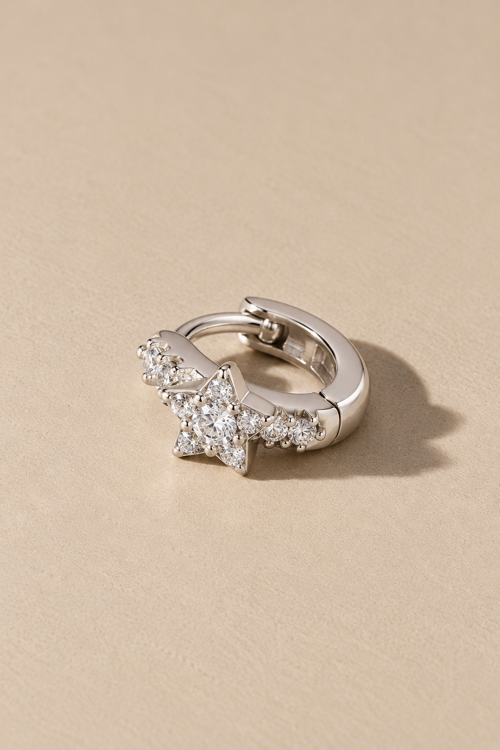 6.5 mm star sterling silver huggie