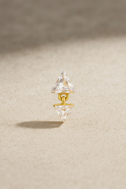 Floating Pyramid Gold Vermeil Stud Earring