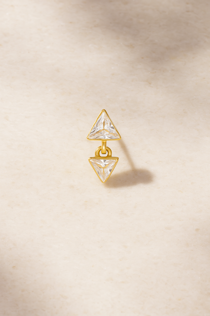 Floating Pyramid Gold Vermeil Stud Earring (ball screw)