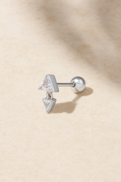 Floating Pyramid Silver Stud Earring (ball screw)