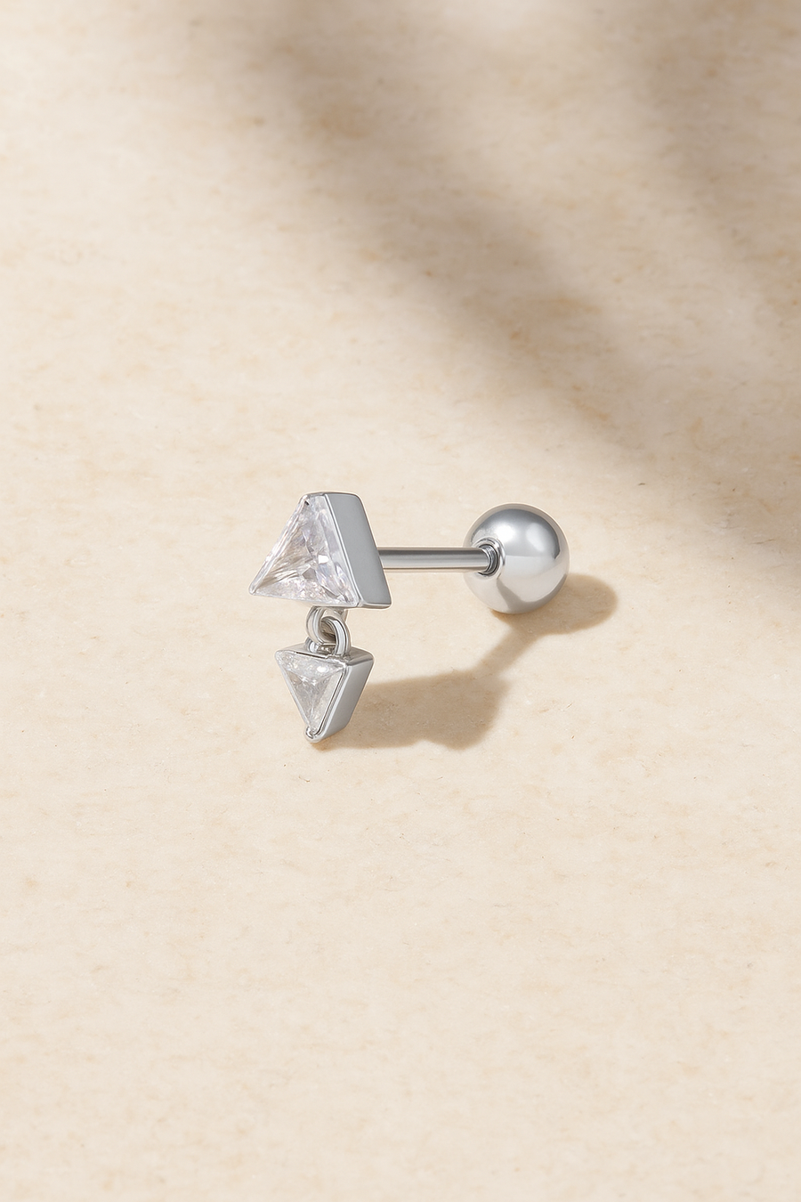Floating Pyramid Silver Stud Earring (ball screw)