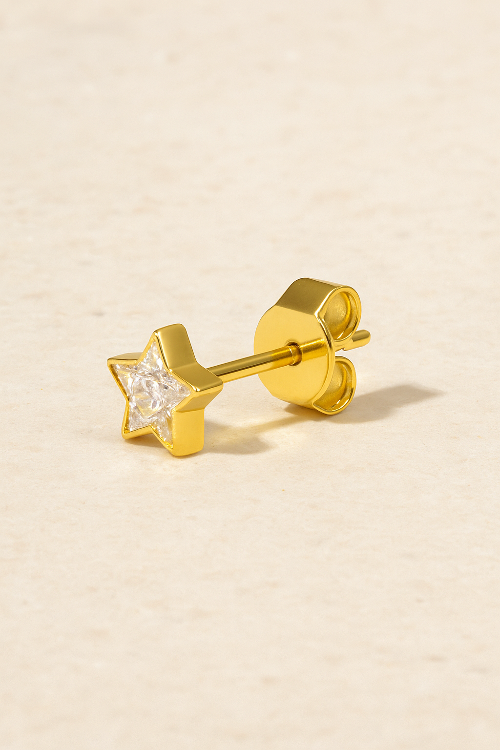 Floating star gold vermeil stud earring