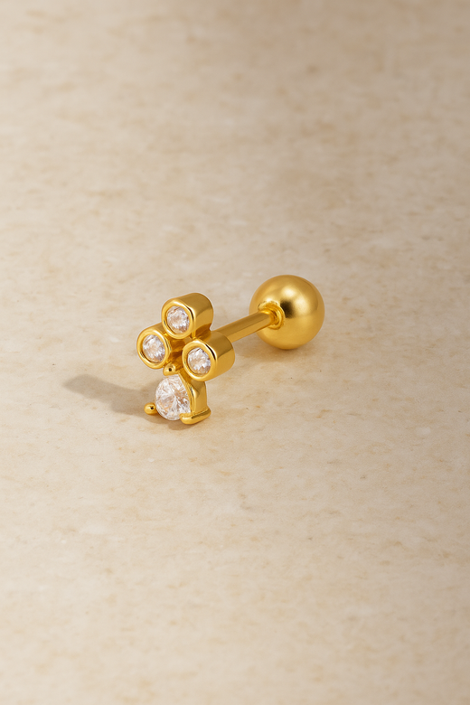 Flower Lola Gold Vermeil Stud Earring (ball screw)