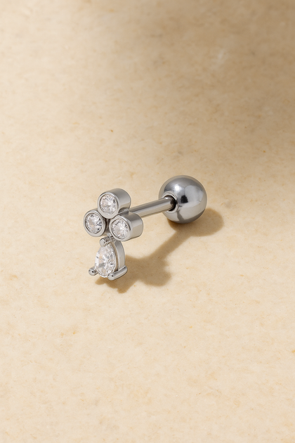 Flower Lola Silver Stud Earring (ball screw)