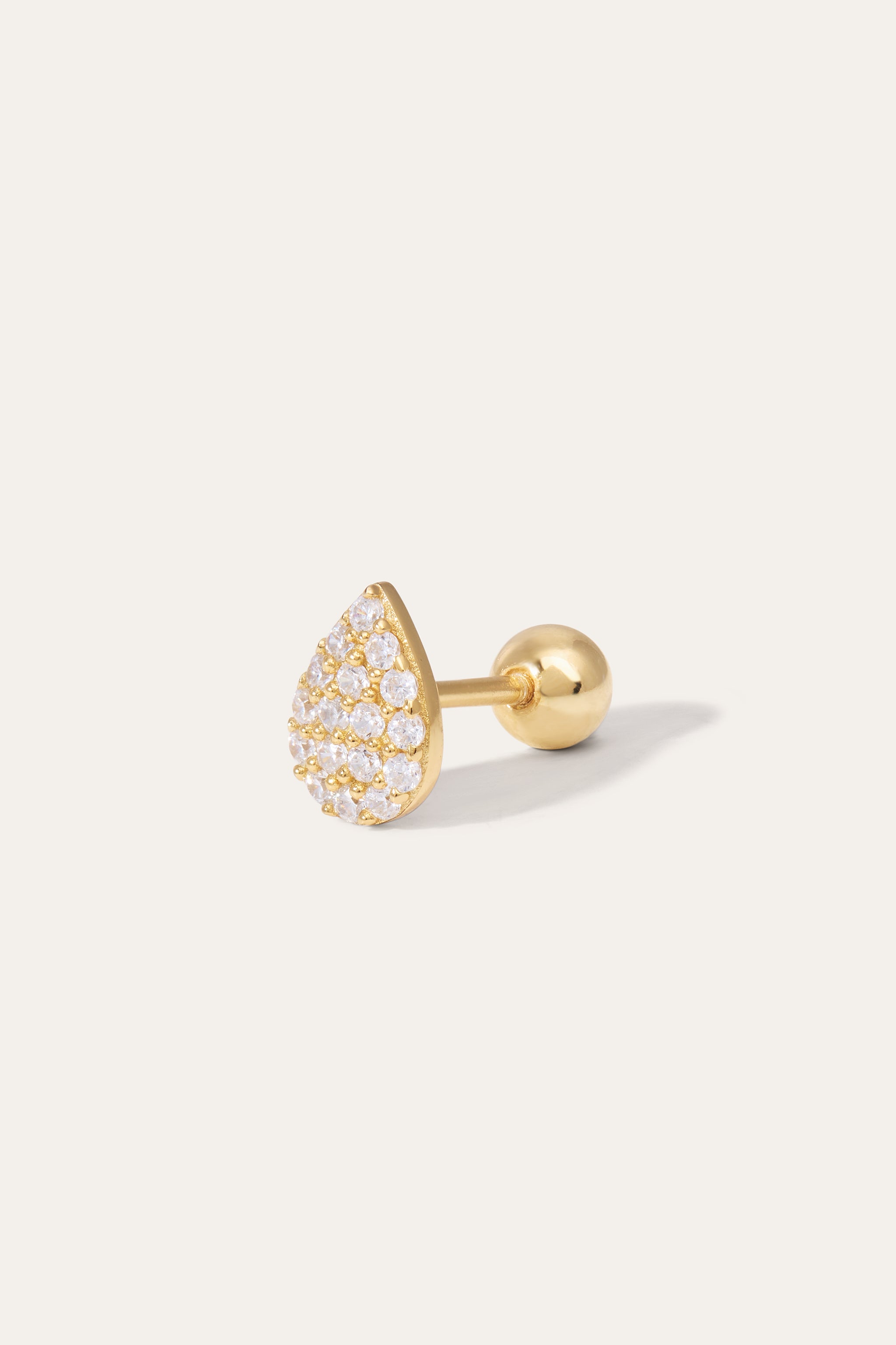 Lacrima Pave Gold Vermeil Stud Earring (ball screw)
