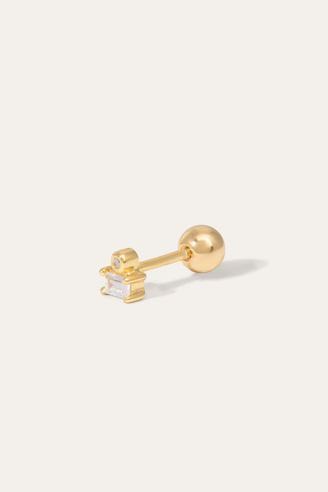 Super Mini Baguette Gold Vermeil Stud Earring (ball screw)