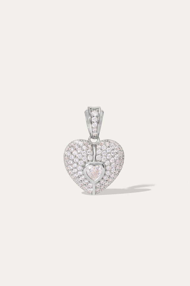 Cuore Pave Silver Charm