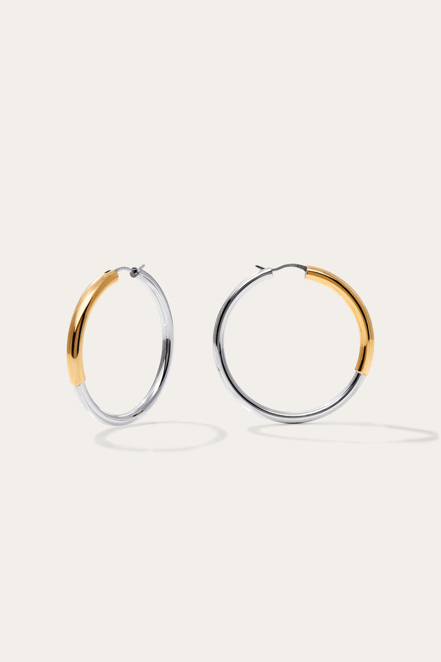 Luna 4cm Mixed Metal Hoop Earrings