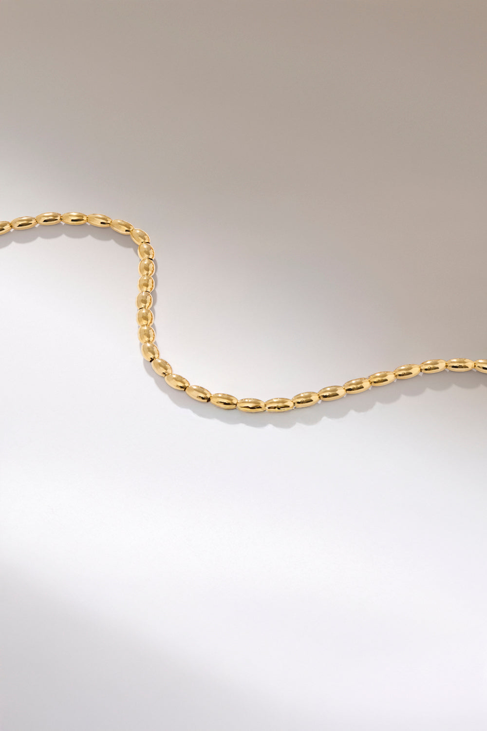 Oval Beaded Gold Plated Necklace