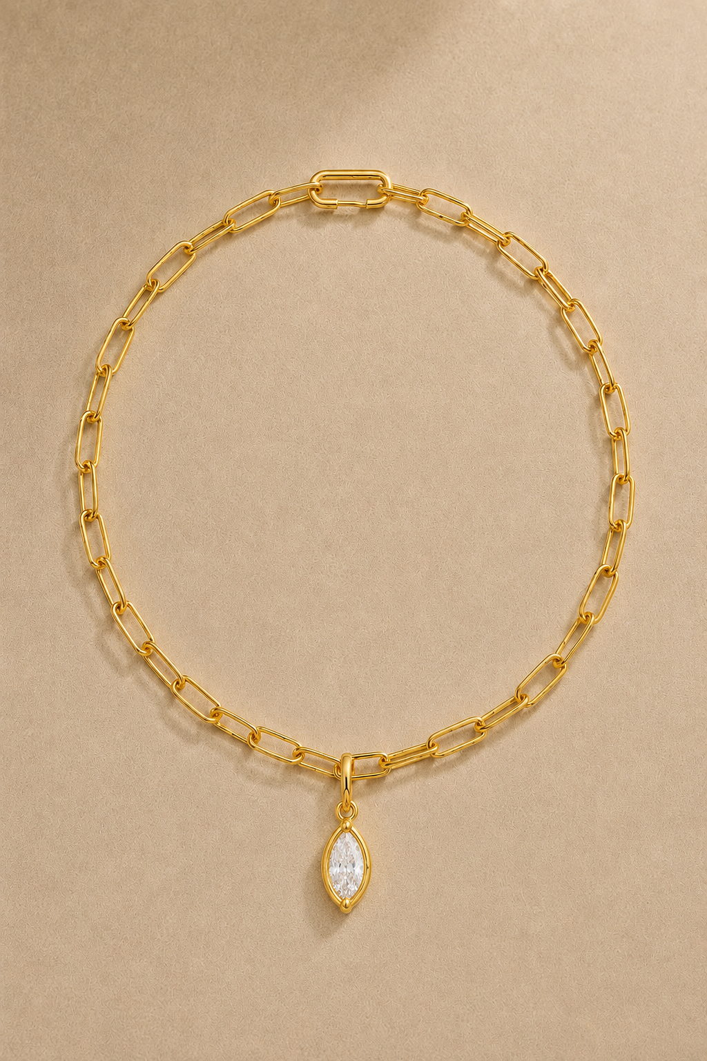 24ct gold-plated large link chain with removable marquise crystal charm