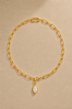 24ct gold-plated large link chain with removable marquise crystal charm