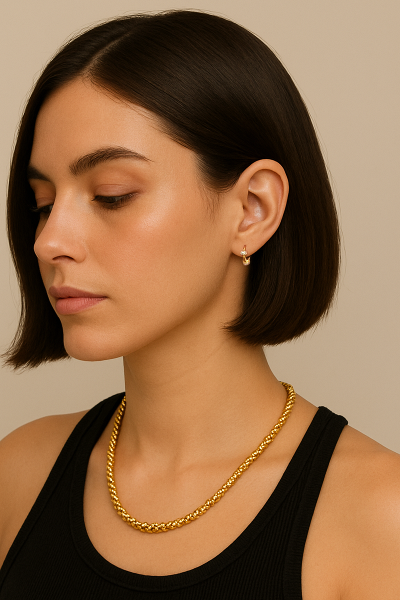 Gold Pavé Huggie Earring – 925 Sterling Silver 