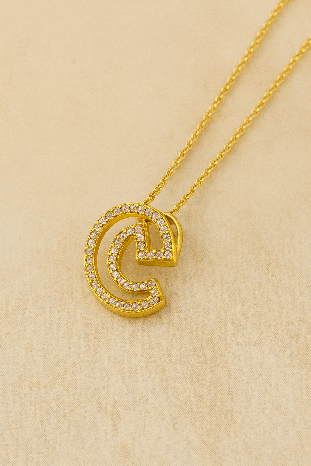 Gothic Initial Gold Vermeil Necklace