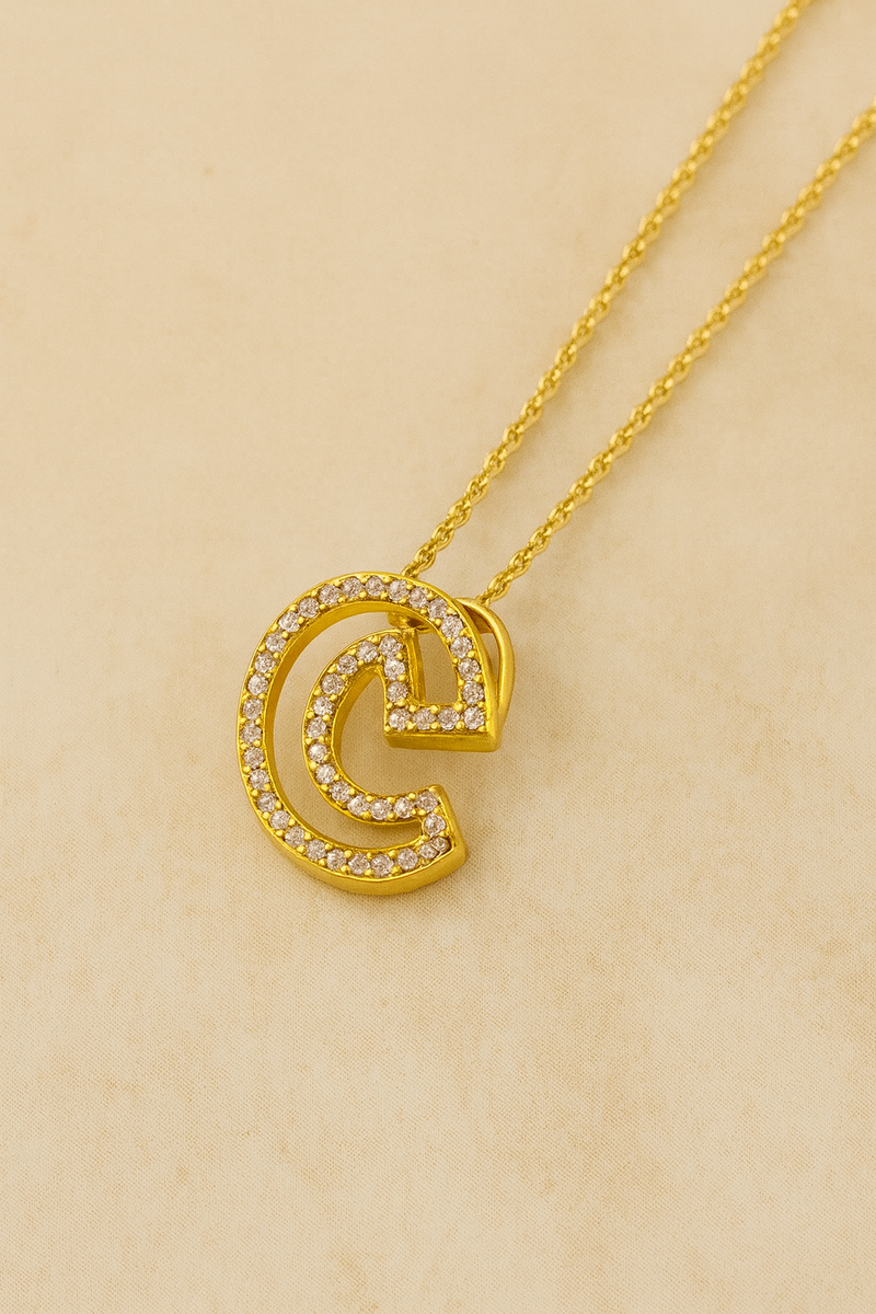 Gothic Initial Gold Vermeil Necklace