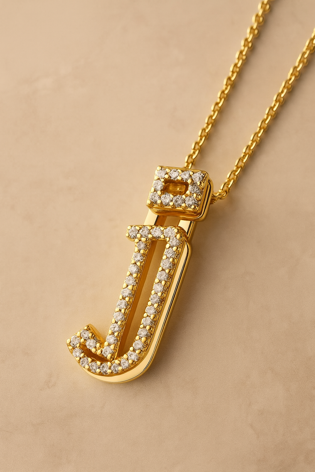 Gothic Initial Gold Vermeil Necklace