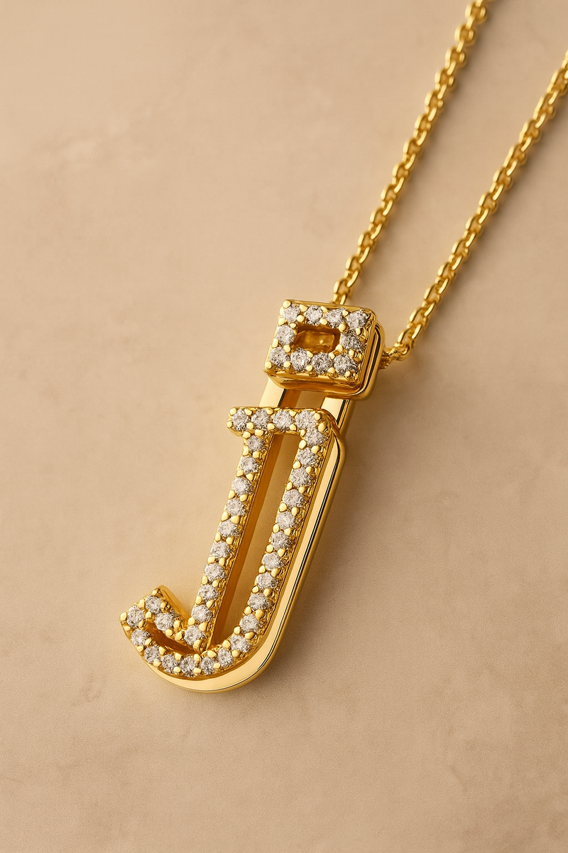 Gothic Initial Gold Vermeil Necklace