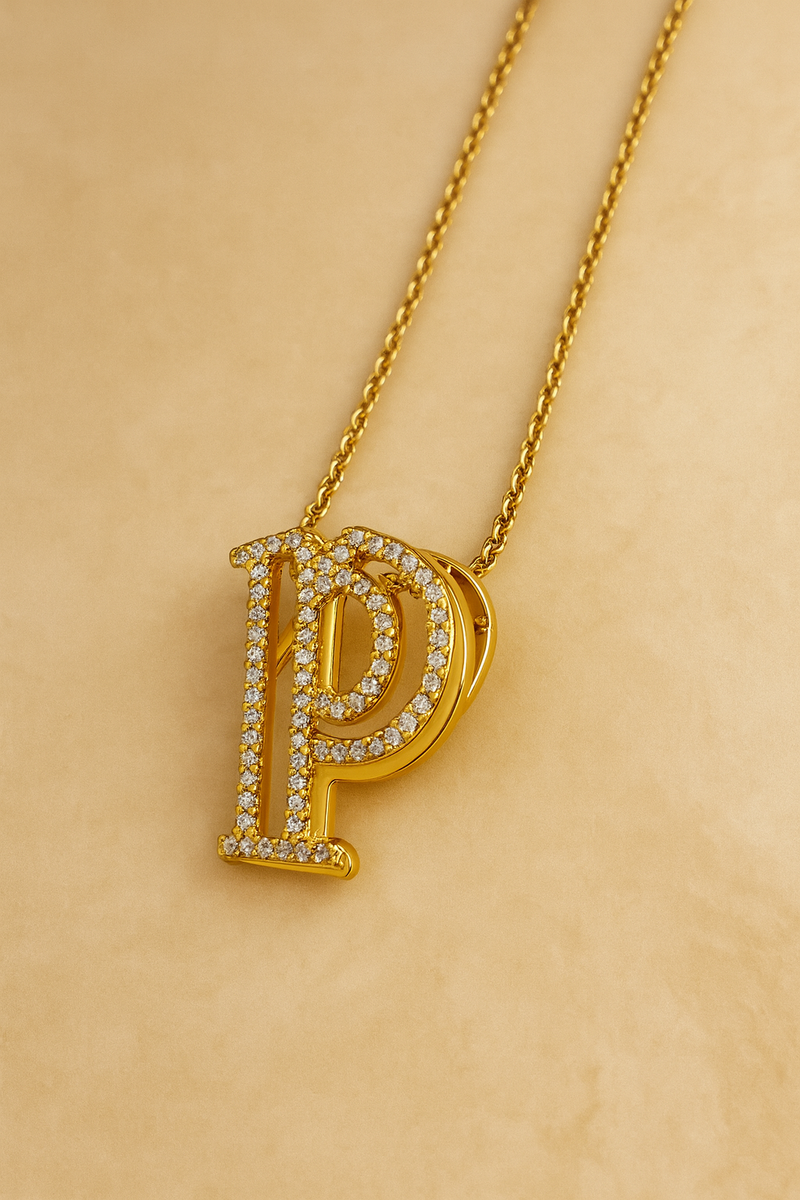 Gothic Initial Gold Vermeil Necklace