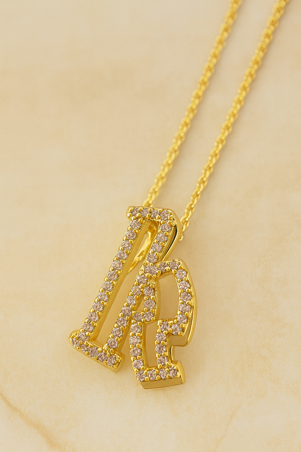 Gothic Initial Gold Vermeil Necklace