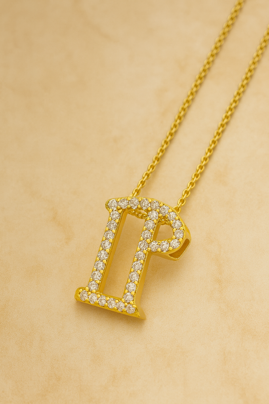 Gothic Initial Gold Vermeil Necklace