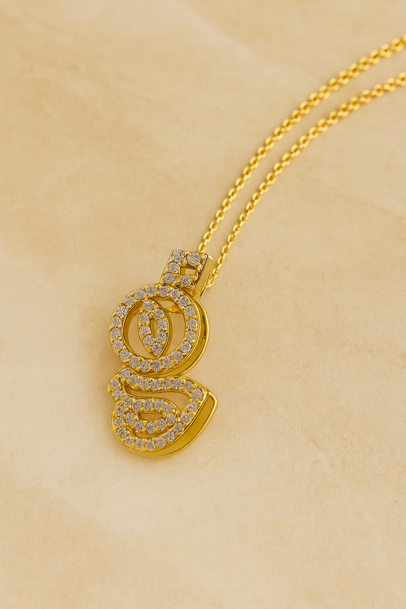 Gothic Initial Gold Vermeil Necklace