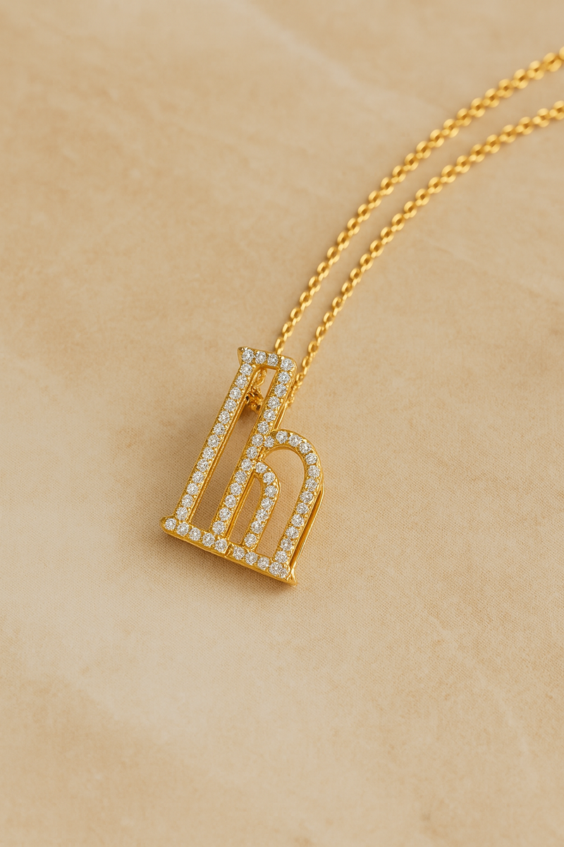 Gothic Initial Gold Vermeil Necklace