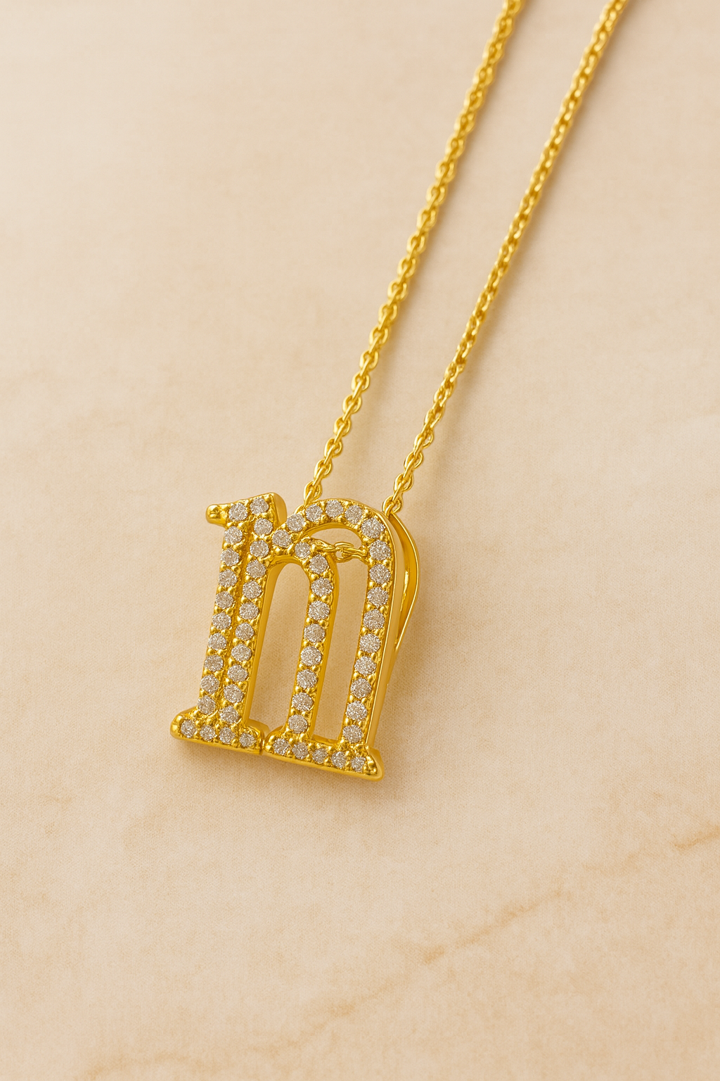 Gothic Initial Gold Vermeil Necklace