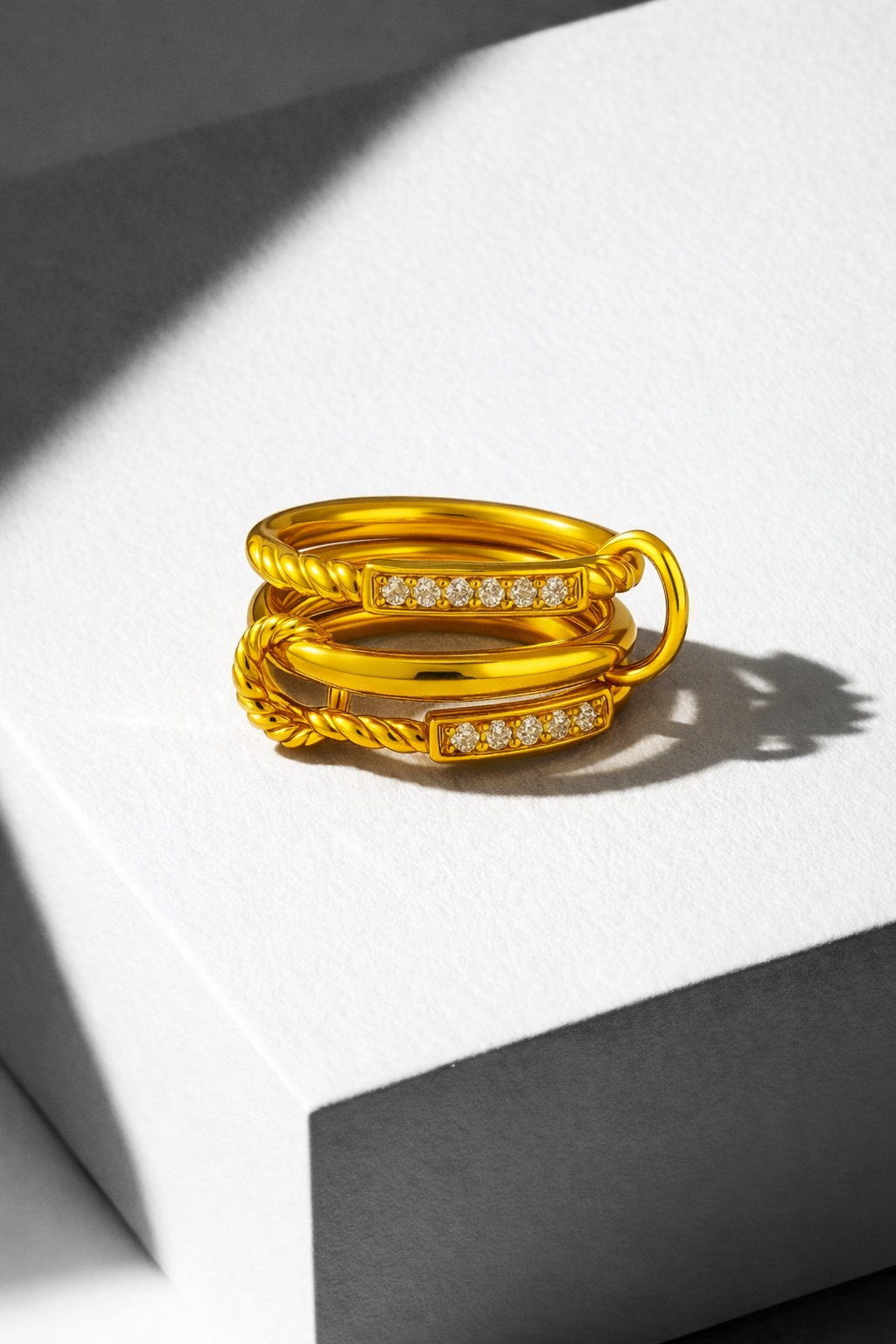 Carmella Speira Triple Band Pavé Ring – Gold