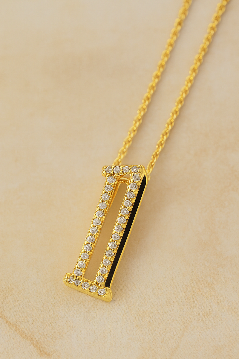 Gothic Initial Gold Vermeil Necklace