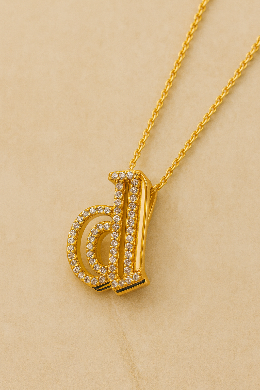 Gothic Initial Gold Vermeil Necklace