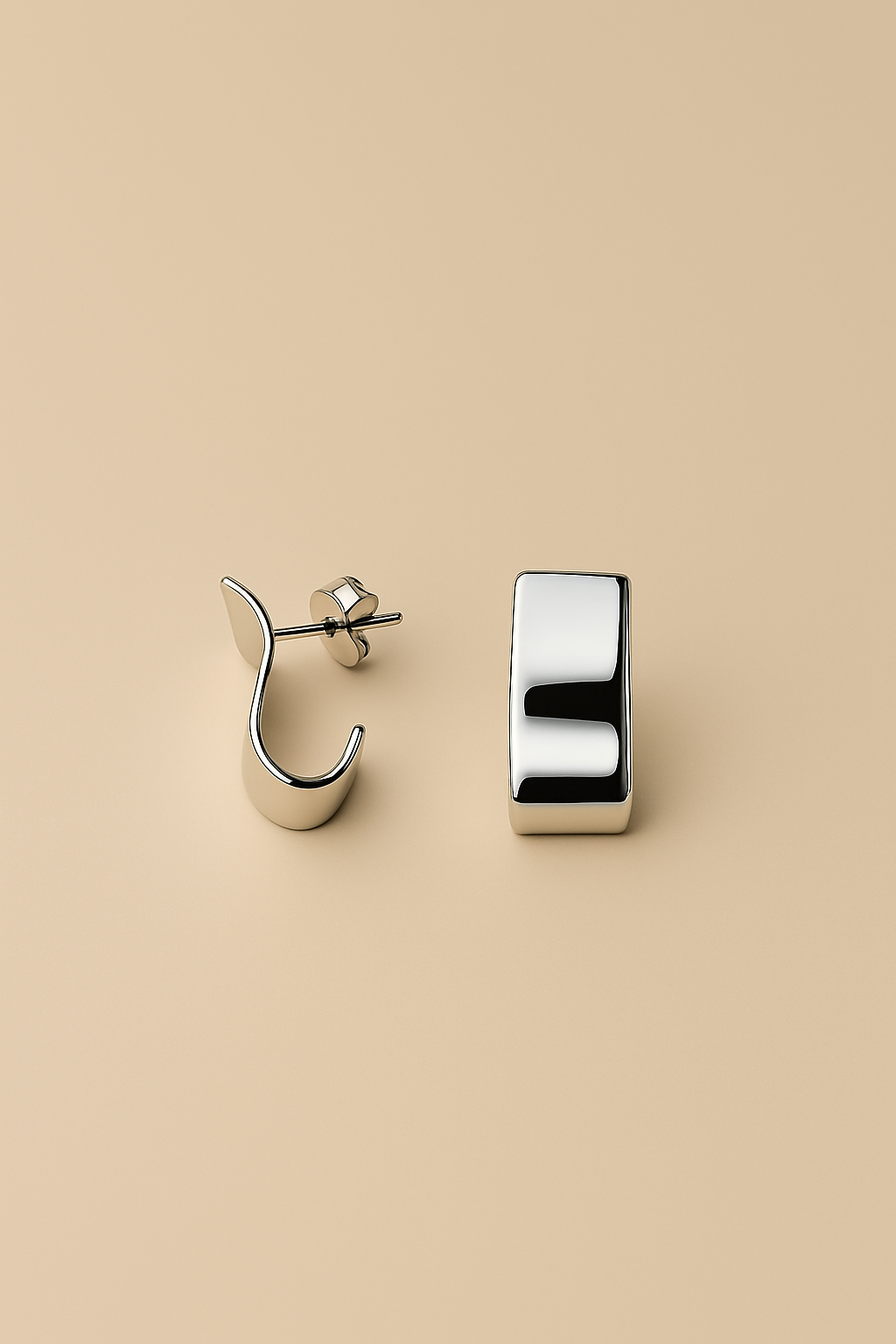 Grace Folded Mini Hoop Stud Earrings – Silver MODEL