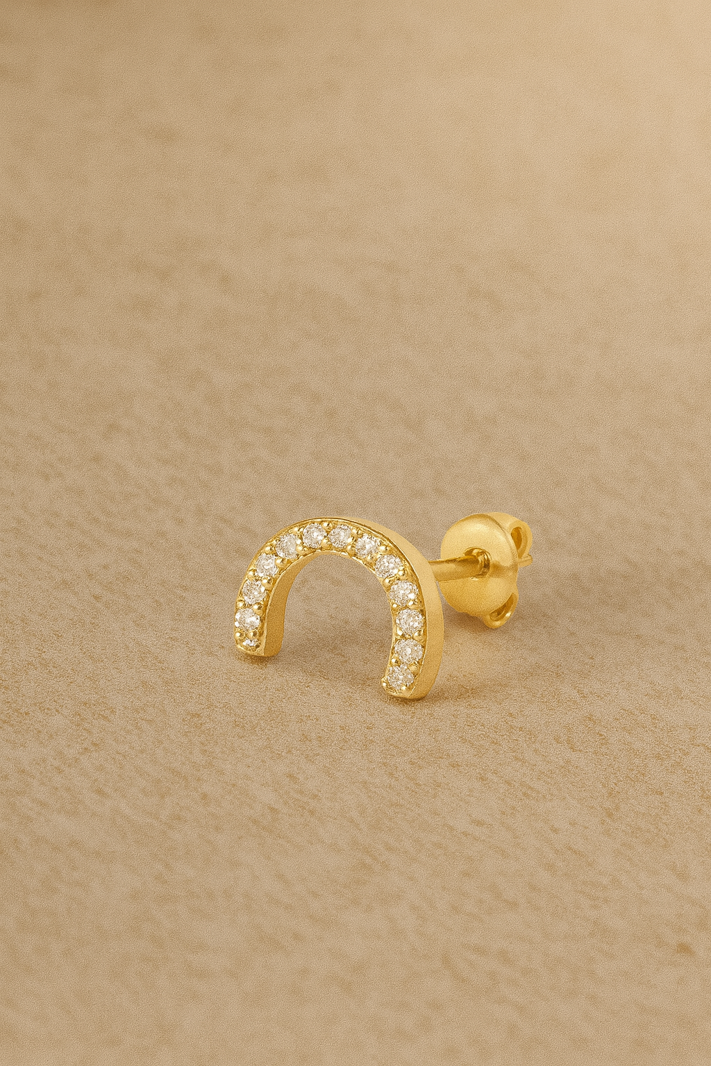 Half circle gold vermeil stud