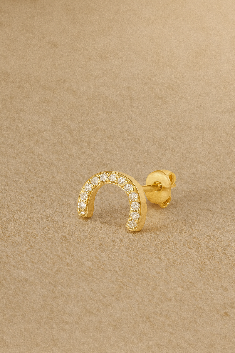 Half circle gold vermeil stud