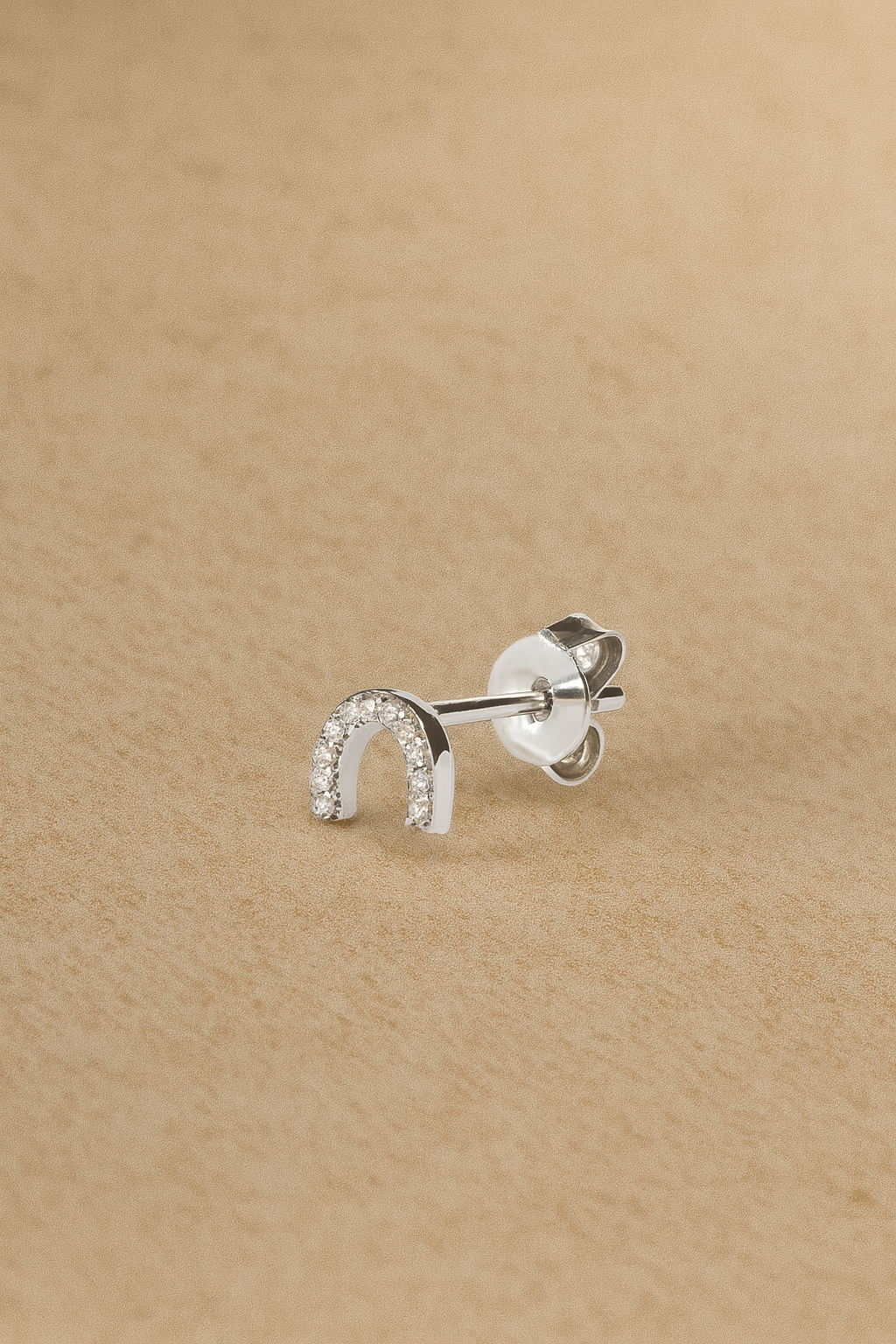 Half circle sterling silver stud