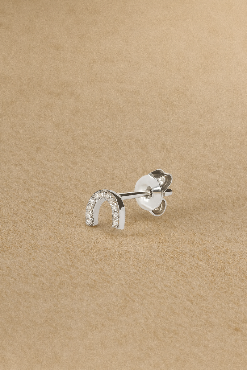 Half circle sterling silver stud