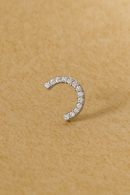 Half circle sterling silver stud