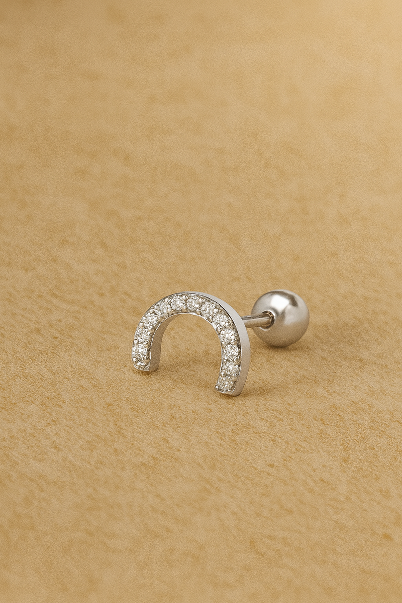 Half circle sterling silver stud (ball screw)