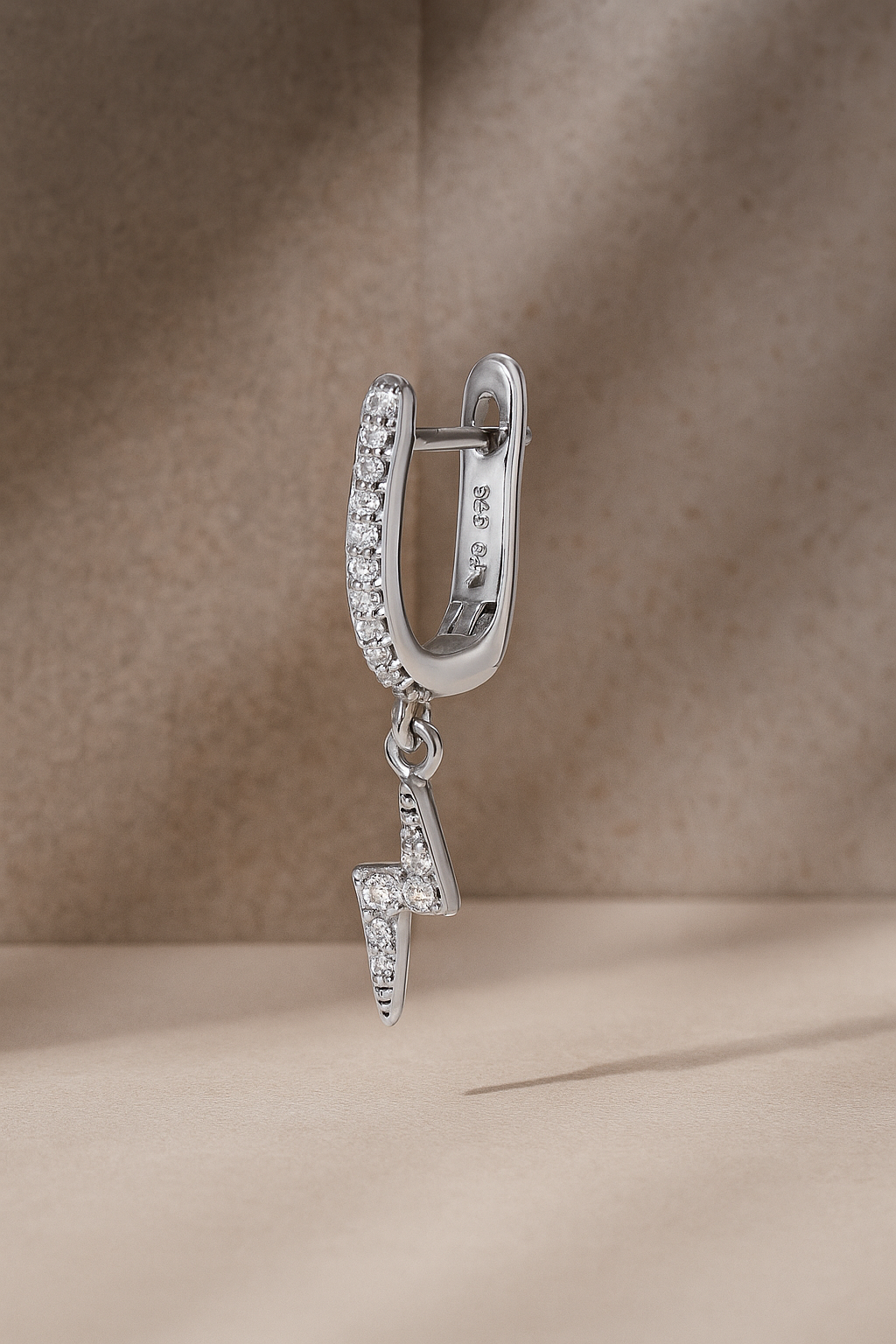 Hanging Bolt Earring – Sterling Silver & Rhodium Plated