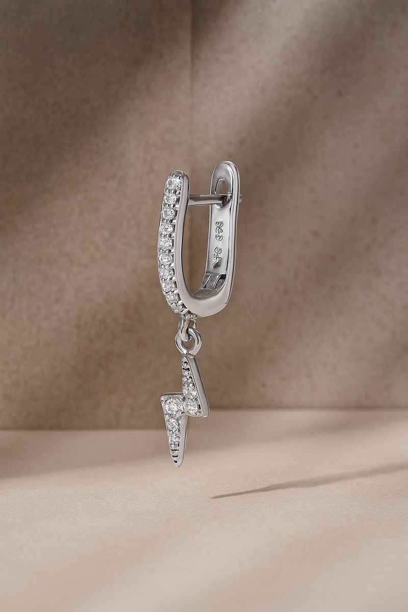 Hanging Bolt Earring – Sterling Silver & Rhodium Plated