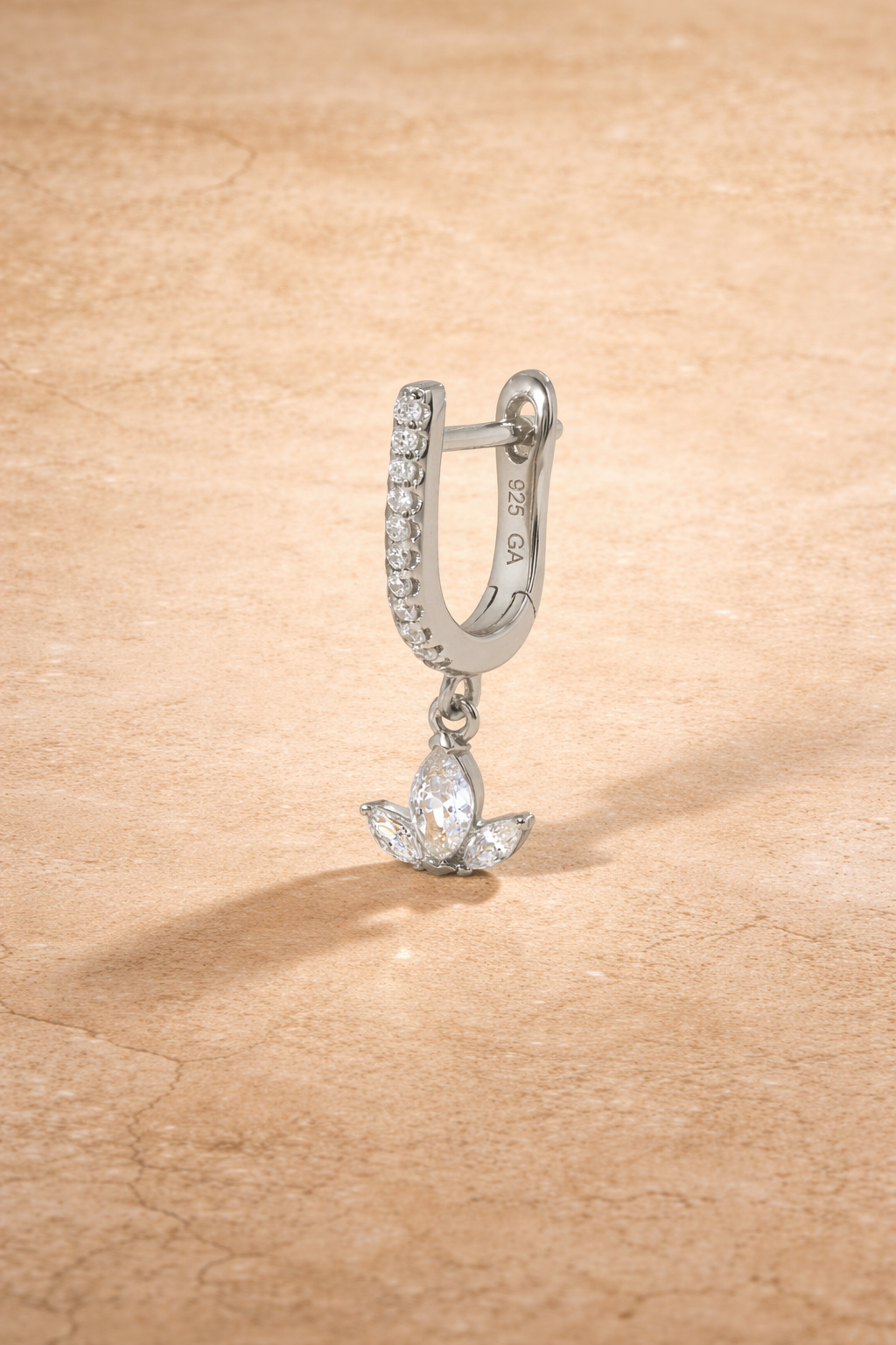 Hanging mini lotus sterling silver earring