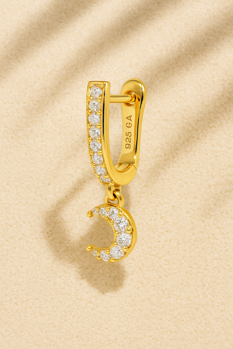 Hanging moon gold vermeil earring