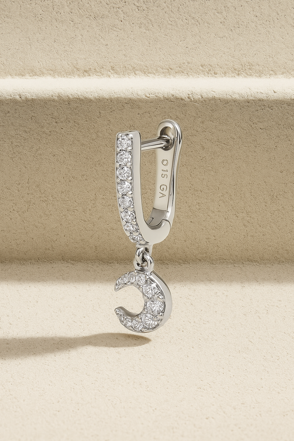 Hanging moon sterling silver earring